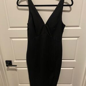 Lulu's Black V-Neck Wrap Cocktail Dress